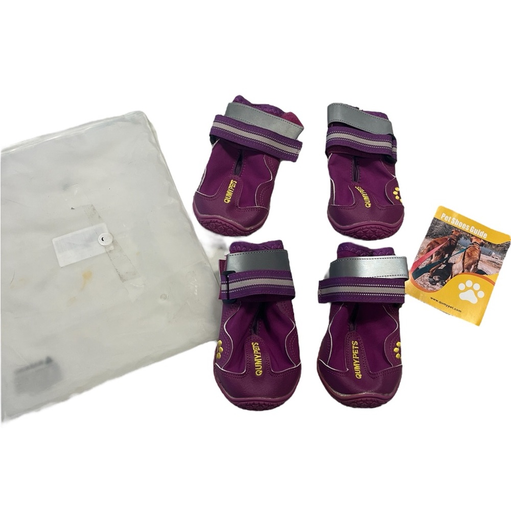 New In Bag QumyPet Purple Dog Shoes (4) for Large Medium Dogs Size 6. - Picture 2 of 5